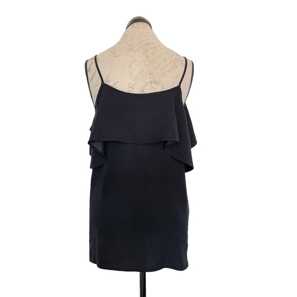 Ann Taylor Blouse Cold Shoulder Ruffle V Neckline Side Slit Black Size Medium - Picture 3 of 12
